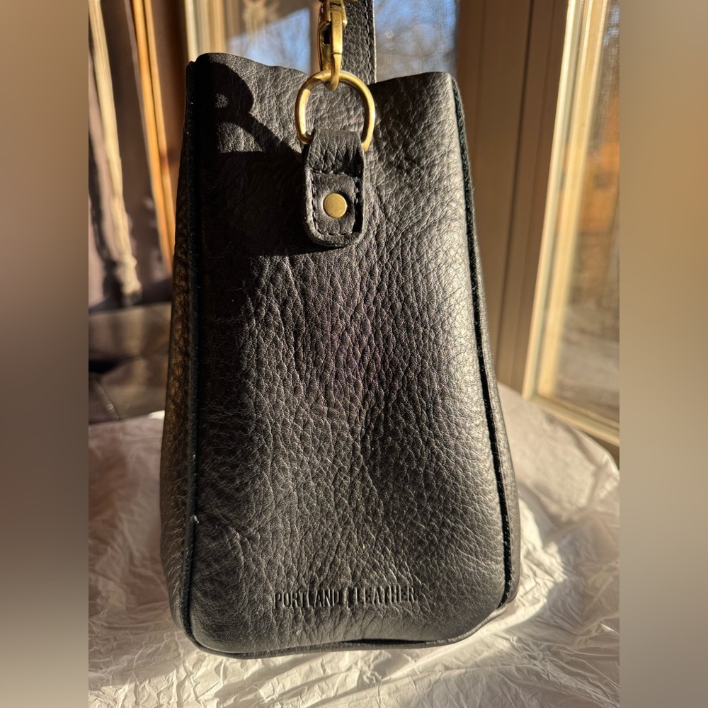 EUC Portland Leather Goods - Butterfly Bucket Bag - Pebbled Black